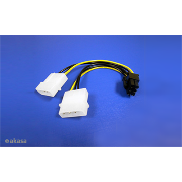 Akasa 2x 4pin Molex - 6pin PCIe adapter - 10cm - AK-CB4-6