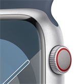 Apple Watch S9 Cellular 45mm Silver Alu Case w Storm Blue Sport Band - S/M