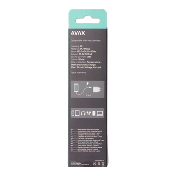 AVAX CH301 PURE Hálózati fali töltő 2x USB, 12W