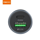RECCI RCC-P01 Autós töltő USB-C+USB-A 42,5W, fém
