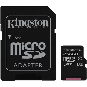 Kingston 256GB SD micro Canvas Select 80R (SDXC Class 10 UHS-I) (SDCS/256GB) memória kártya adapterrel