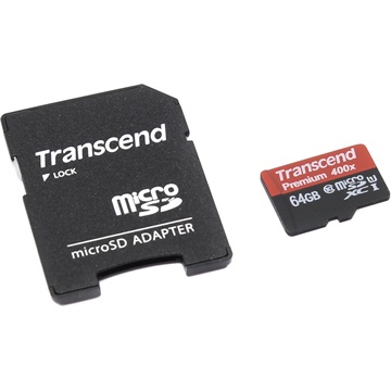 FL Transcend Micro SDXC 64GB Class10 UHS-1 400x adapterrel