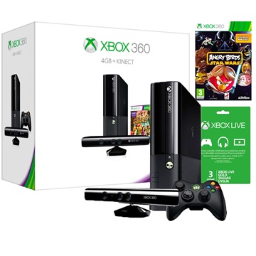 GP Microsoft Xbox 360 4Gb Kinect + Andry Birds Star Wars + Kinect Adventures