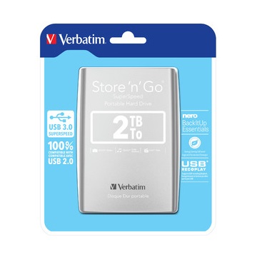 HDD EXT 2,5" Verbatim Store `n` Go 2TB USB 3.0 Ezüst