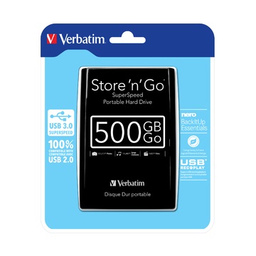 HDD EXT 2,5" Verbatim Store n Go 500GB USB 3.0 Fekete