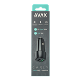 AVAX CC303B CARLY USB A (QC)+Type C (PD) 38W autós töltő, fekete