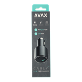AVAX CC663B CARLY+ USB A (QC)+Type C (PD) 63W autós töltő, fekete
