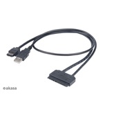 Akasa - Flexstor - eSATA - SATA kábel - 40cm - AK-CBSA03-80BK