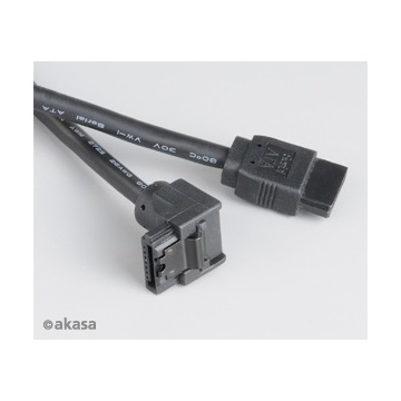 KAB Akasa SATA3 kábel - 50cm 90°-ban elforgatott - fekete - 100cm - AK-CBSA01-10BK