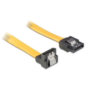 Delock 82485 lefele/ egyenes sárga SATA (fémlappal) összekötő kábel - 1m