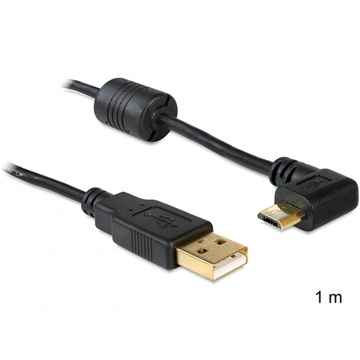 Delock 83147 USB-A apa > USB micro-B apa kábel 90°-ban forgatott bal/jobb - 1m
