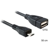 Delock 83183 USB microB apa > USB 2.0-A anya OTG kábel - 0,5m