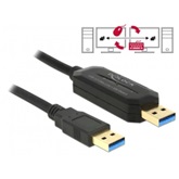 Delock 83647 USB3.0-A dugó > USB3.0-A dugó Data Link + KM kapcsolós kábel - 1,5m