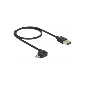 Delock 83847 EASY-USB 2.0 A dugó > EASY-USB 2.0 Micro-B dugó ívelt bal-jobb - 0,5 m