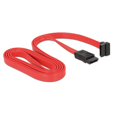 KAB Delock 84222 felfele/egyenes piros SATA (fémlappal) összekötő kábel - 1m