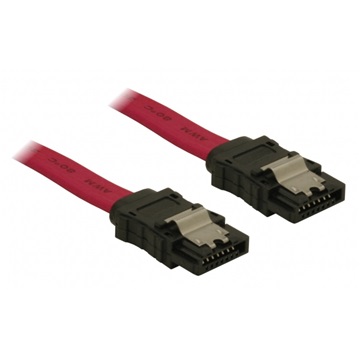 Delock 84302 egyenes/egyenes piros SATA (fémlappal) összekötő kábel - 0,5m