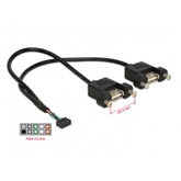 Delock 84832 USB2.0 pin header anya 2mm 10tűs > 2x USB2.0 Type-A anya panel modul kábel - 0,25m