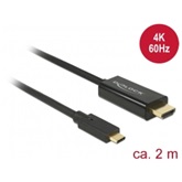  Delock 85291 Kábel USB-C  csatlakozó > HDMI csatlakozó (DP vált.) 4K 60 Hz - 2 m - fekete