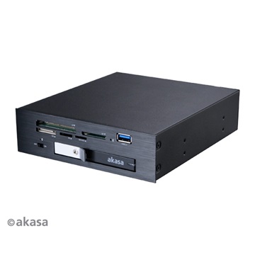 Akasa - 5,25" belső mobil rack Lockstor M26 2,5" + USB3.0 port + kártyaolvasó - AK-IEN-09