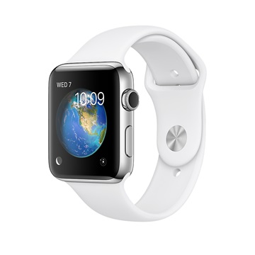 SMW Apple Watch Series2 42mm Rozsdamentes acél ház ezüst - Fehér sport szíjjal