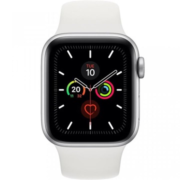 Apple Watch Series 5 GPS 44mm Ezüst alumíniumtok - Fehér sportszíj
