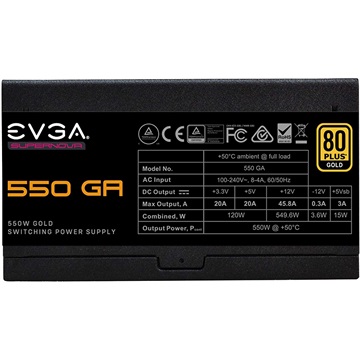 EVGA SuperNOVA 550 GA, 80 Plus Gold 550W, Fully Modular
