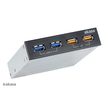 USB Akasa - 3,5" - USB3.0 2portos + 2x USB töltő - AK-ICR-25