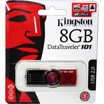 USB Kingston  DataTraveler 101G2 8GB USB2.0 - piros (DT101G2/8GB)