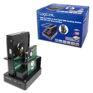 USB LogiLink QP0009 USB2.0 /E-SATA - dupla SATA HDD dokkoló állomás OTB és klón funkcióval