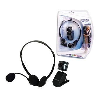 WBC LogiLink UA0100 USB2.0 6 LED-s webkamera és fejhallgató