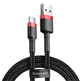 Baseus Cafule USB Type-A – USB Type-C, 3A gyorstöltő adatkábel, 1m, piros/fekete