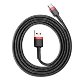Baseus Cafule USB Type-A – USB Type-C, 18W gyorstöltő adatkábel, 1m, fekete/piros