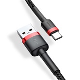 Baseus Cafule USB Type-A – USB Type-C, 18W gyorstöltő adatkábel, 1m, fekete/piros