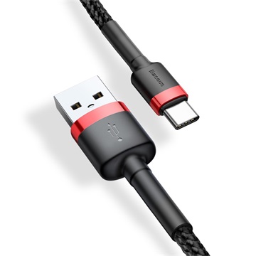 Baseus Cafule USB Type-A – USB Type-C, 18W gyorstöltő adatkábel, 1m, fekete/piros