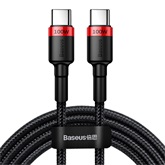 Baseus Cafule USB Type-C, 100W gyorstöltő adatkábel, 2m, fekete-piros