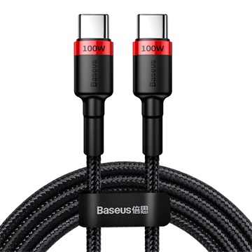Baseus Cafule USB Type-C, 100W gyorstöltő adatkábel, 2m, fekete-piros