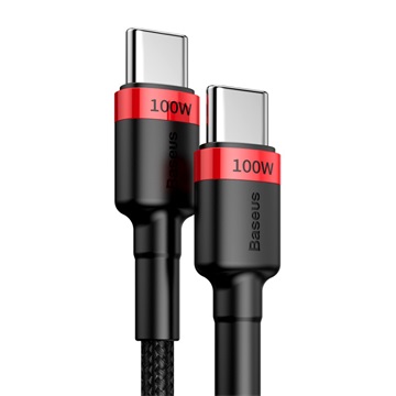 Baseus Cafule USB Type-C, 100W gyorstöltő adatkábel, 2m, fekete-piros