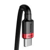 Baseus Cafule USB Type-C, 100W gyorstöltő adatkábel, 2m, fekete-piros