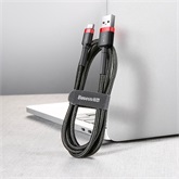 Baseus Cafule USB Type-A – USB Type-C, 18W gyorstöltő adatkábel, 0.5m, fekete/piros