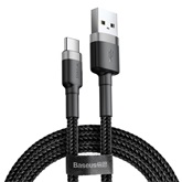 Baseus Cafule USB Type-A – USB Type-C, 3A gyorstöltő adatkábel, 1m, szürke/fekete