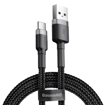Baseus Cafule USB Type-A – USB Type-C, 3A gyorstöltő adatkábel, 1m, szürke/fekete