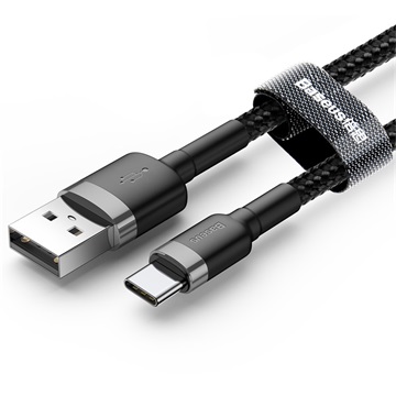 Baseus Cafule USB Type-A – USB Type-C, 3A gyorstöltő adatkábel, 1m, szürke/fekete
