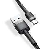 Baseus Cafule USB Type-A – USB Type-C, 3A gyorstöltő adatkábel, 1m, szürke/fekete