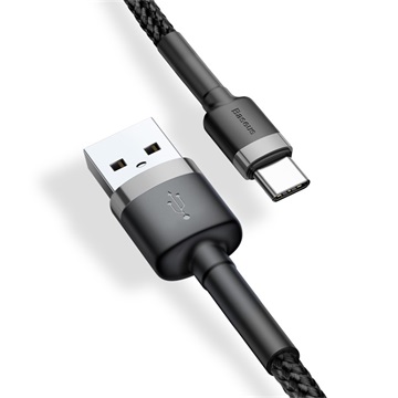 Baseus Cafule USB Type-A – USB Type-C, 3A gyorstöltő adatkábel, 1m, szürke/fekete