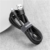 Baseus Cafule USB Type-A – USB Type-C, 3A gyorstöltő adatkábel, 1m, szürke/fekete