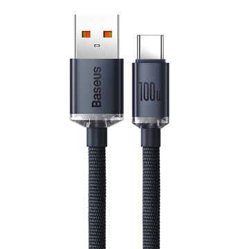 Baseus Crystal Shine USB Type-A – USB Type-C, 100W gyorstöltő adatkábel, 1.2m, fekete