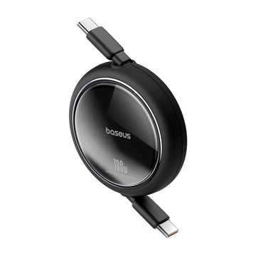 Baseus Free2Draw Mini USB Type-C, 100W automata behúzós gyorstöltő adatkábel, 1m, fekete