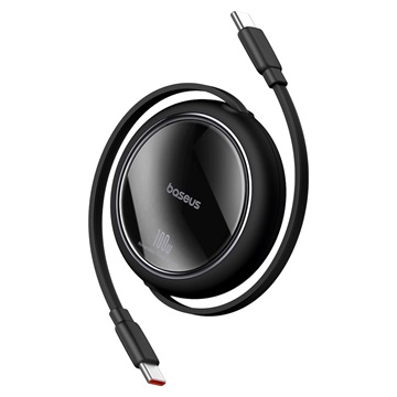 Baseus Free2Draw Mini USB Type-C, 100W automata behúzós gyorstöltő adatkábel, 1m, fekete
