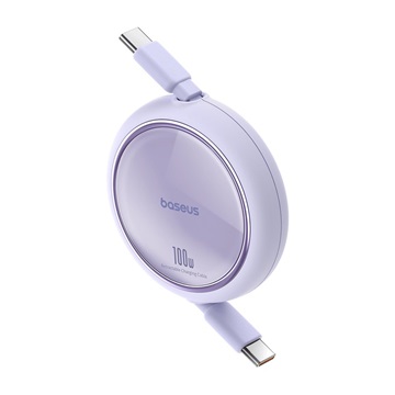 Baseus Free2Draw Mini USB Type-C, 100W automata behúzós gyorstöltő adatkábel, 1m, lila