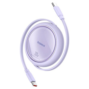 Baseus Free2Draw Mini USB Type-C, 100W automata behúzós gyorstöltő adatkábel, 1m, lila